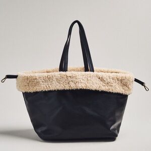 Reversible Sherpa Fleece Tote Anthropologie BNWT BLACK